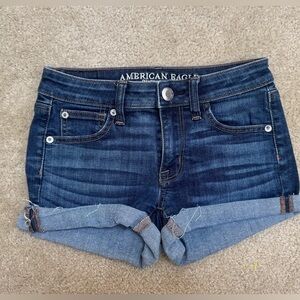 American Eagle Outfitters Indigo Blue Stretch Denim Shortie Shorts